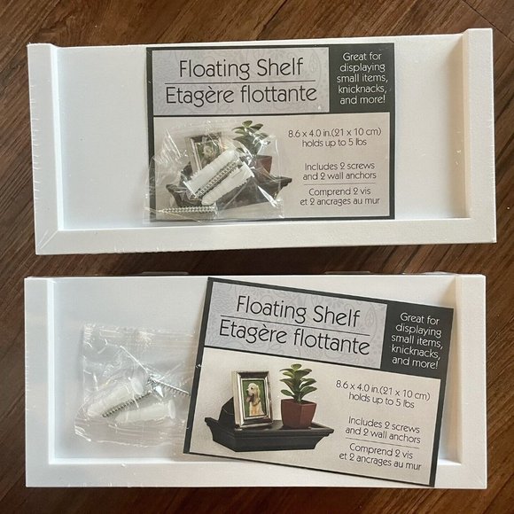 4 White Floating Wall Shelf Shelves w/ Hardware PVC 8.6 x 4 Holds 5 lbs - Picture 3 of 5